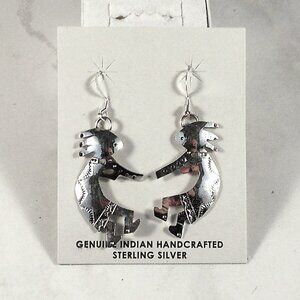 Sterling Silver Kokopelli Dangle Earrings by Navajo Artist Louisse Yazzie